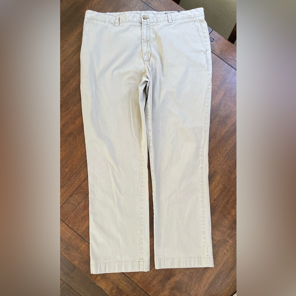 Vineyard Vines Tan Chino Pants Mens Size 38x30L(27L) Straight Fit Flat Front